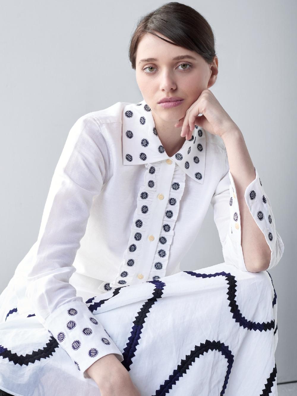 jupe by jackie Pylos - (Off) White cotton linen blend Tops+Shirts