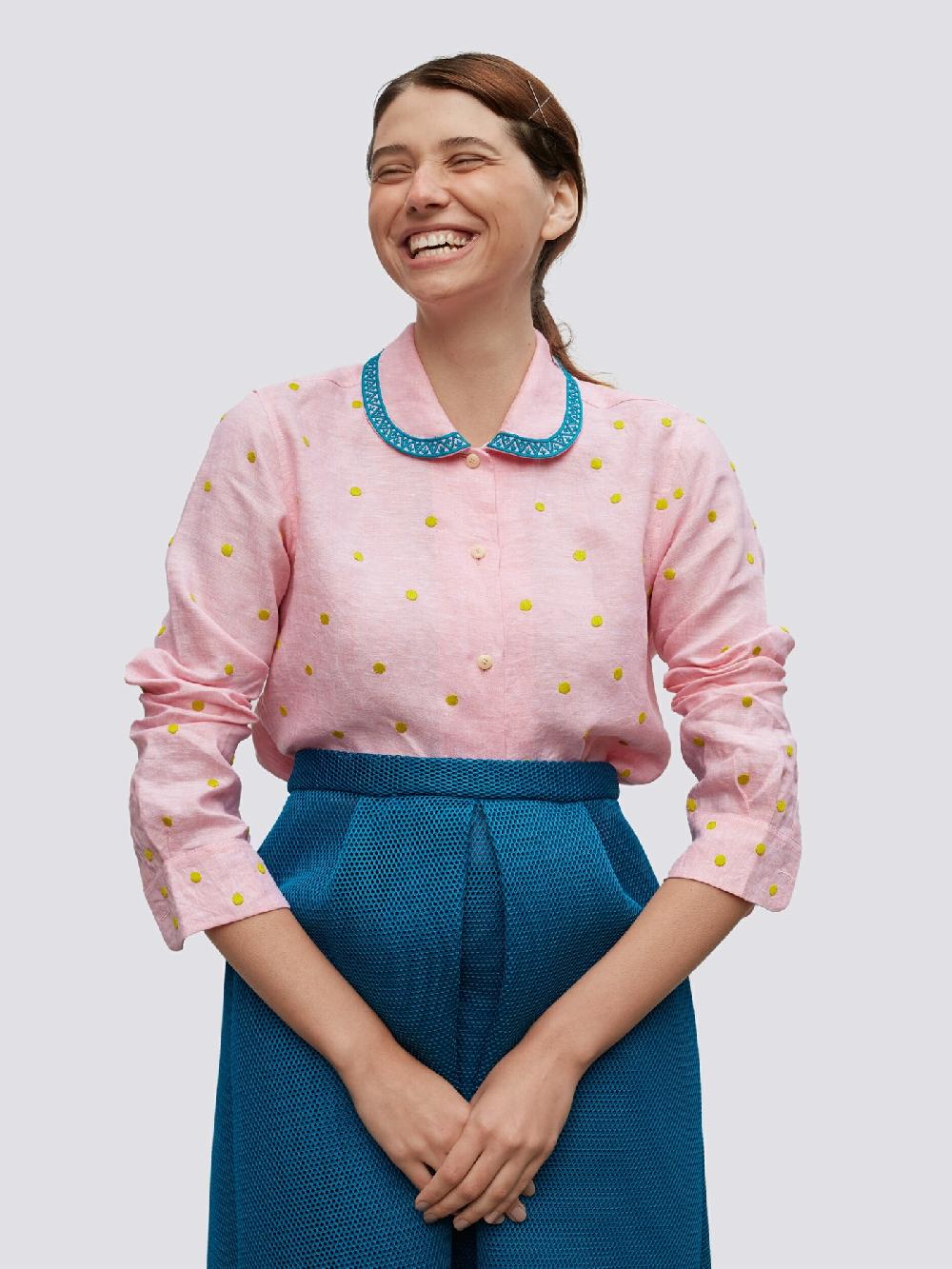 Jupe By Jackie Sault Pink - Pink Cotton Linen Blend Tops+Shirts