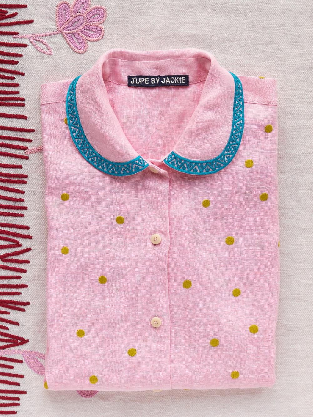 jupe by jackie Sault Pink - Pink cotton linen blend Tops+Shirts