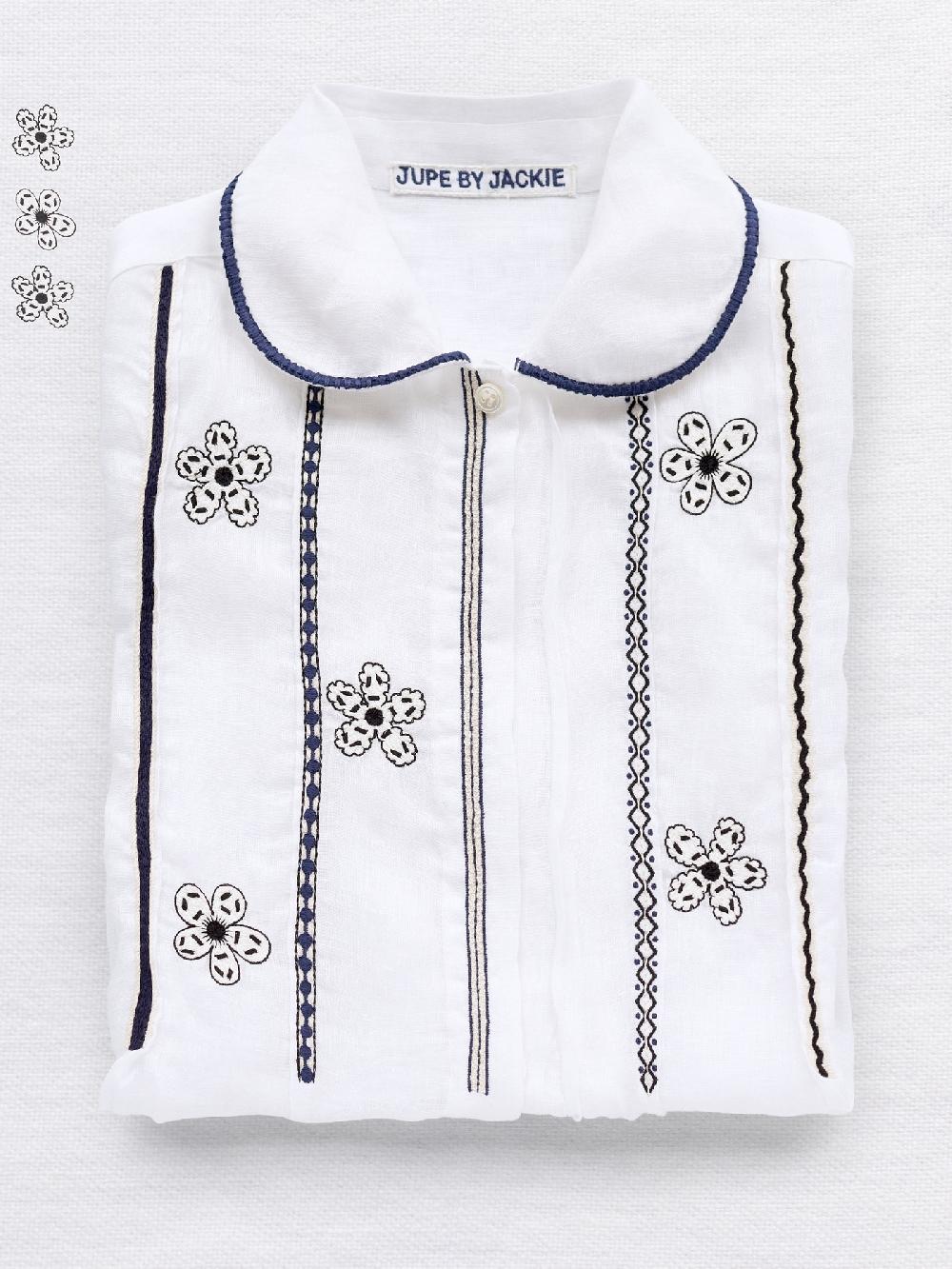 jupe by jackie Savoy - (Off) White 100% linen Tops+Shirts