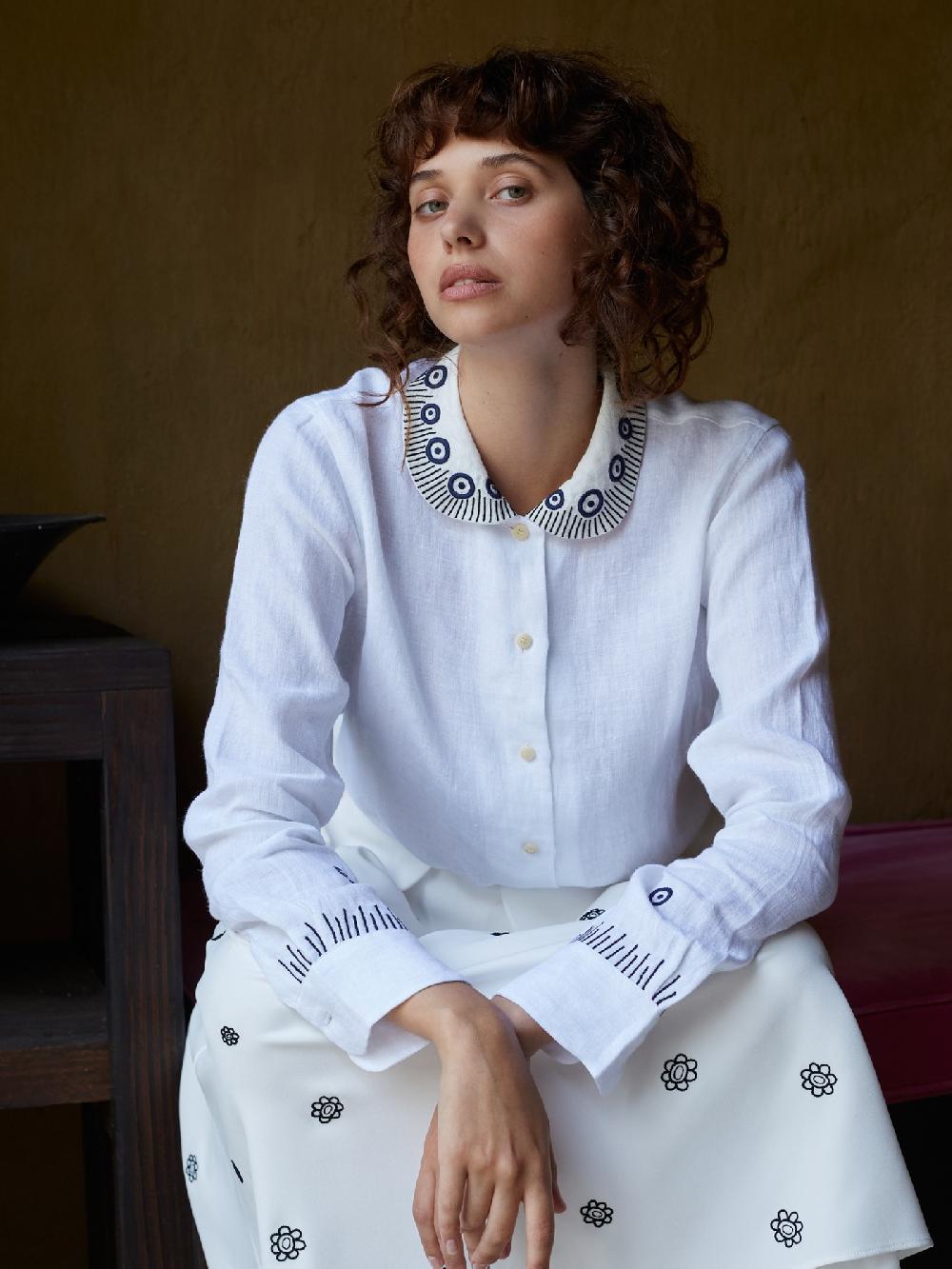 Jupe By Jackie Sedon - (Off) White Cotton Linen Blend Round