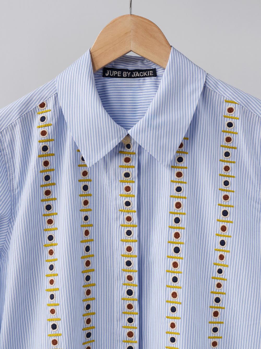 Jupe By Jackie Sewan - Blue 100% Cotton Long Sleeves Tops+Shirts