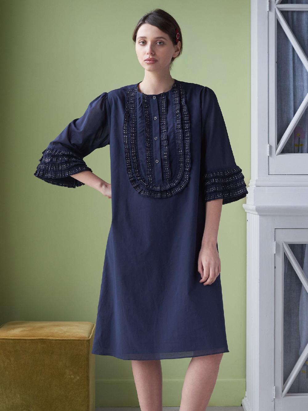 Jupe By Jackie Shereen - Navy 100% Cotton Voile Dresses