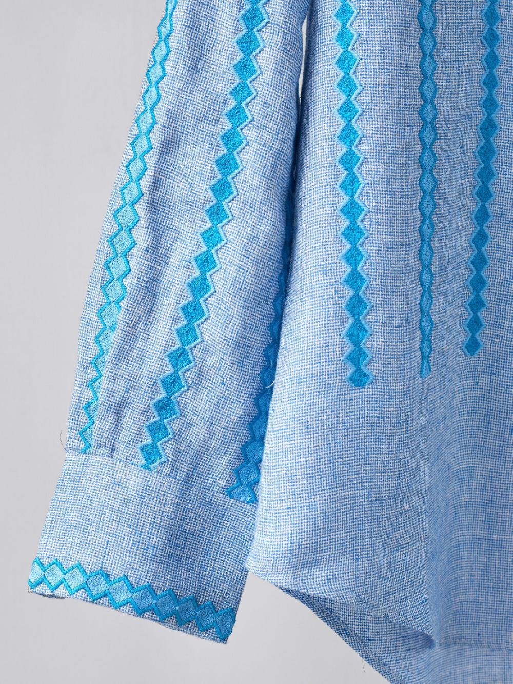 Jupe By Jackie Smila - Blue Cotton Linen Blend Tops+Shirts