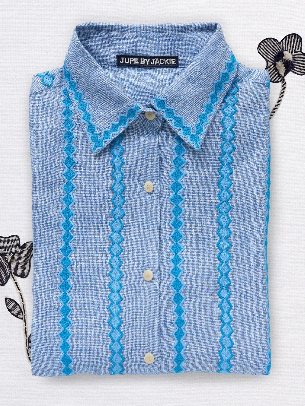 jupe by jackie Smila - Blue cotton linen blend Tops+Shirts