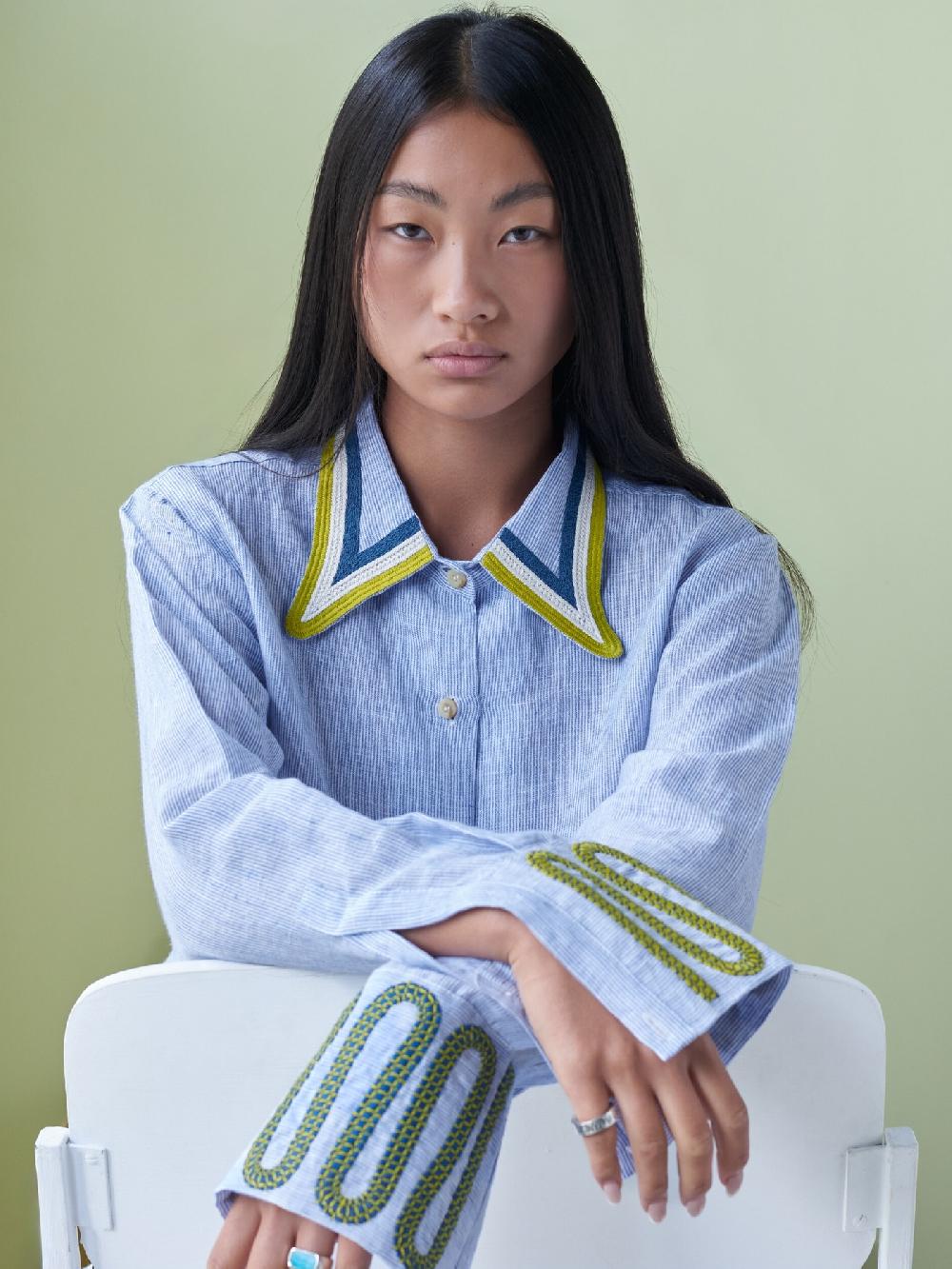 Jupe By Jackie Tyras Heaven - Light Blue 100% Linen Tops+Shirts