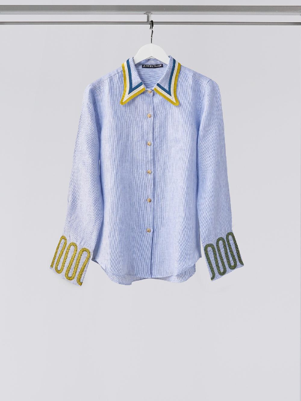 jupe by jackie Tyras Heaven - Light Blue 100% linen Tops+Shirts