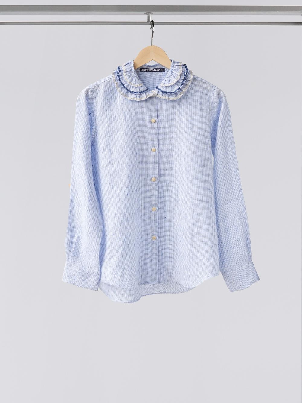 jupe by jackie Winkler - Light Blue 100% linen Long sleeves navy