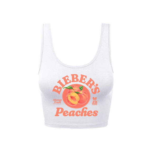 justin bieber Peaches White Crop Tank Bralette