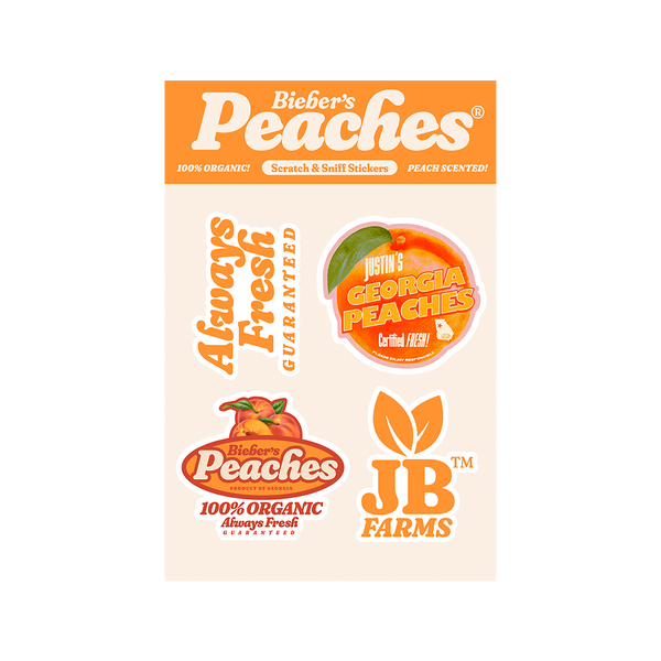 justin bieber SCRATCH + SNIFF PEACHES STICKER PACK