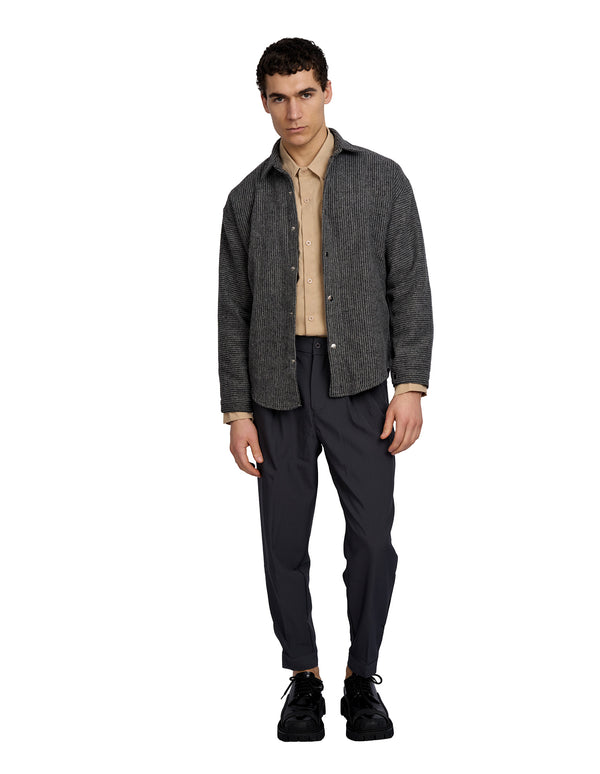 Justin Cassin Frontline Stripped Thick Shirt Dark Grey
