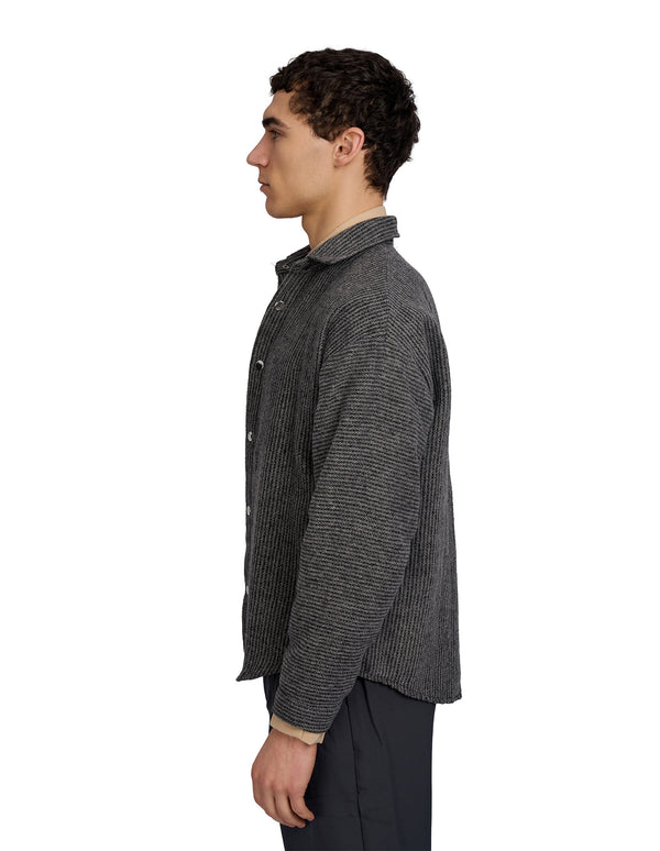 Justin Cassin Frontline Stripped Thick Shirt Dark Grey