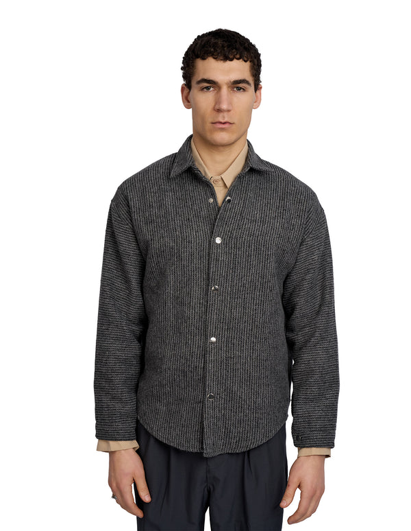 justin cassin Frontline Stripped Thick Shirt Dark Grey