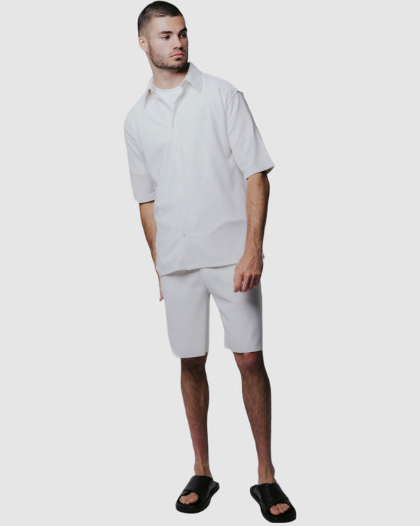 Justin Cassin Abade Pleated Shorts White