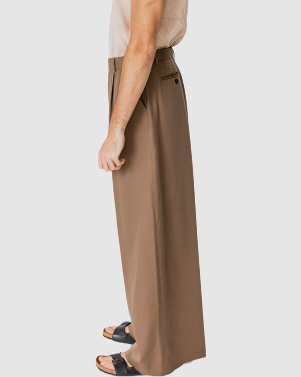 Justin Cassin Adrian Wide Leg Trousers Brown