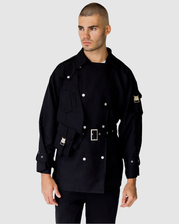 justin cassin Atticus Military Jacket Black