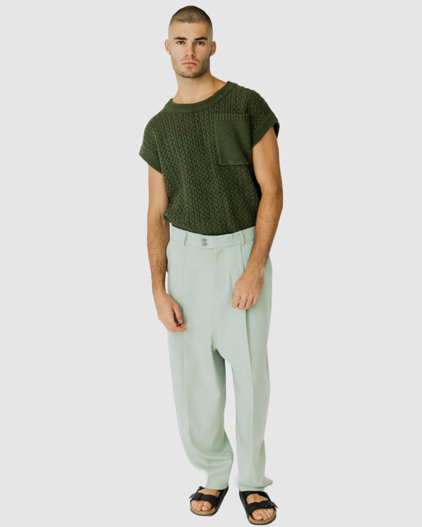 Justin Cassin August Loose Fit Trousers Green Mist