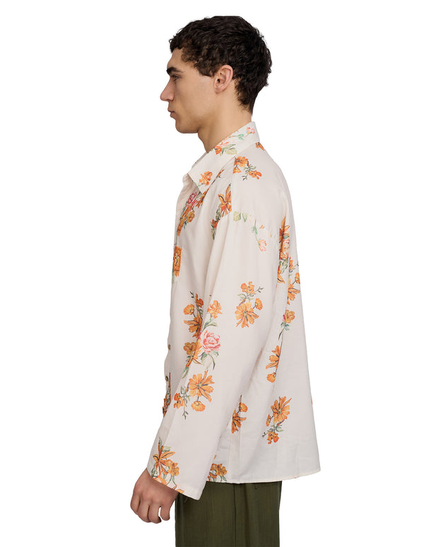 Justin Cassin Aura Floral Open Sleeve Shirt Beige