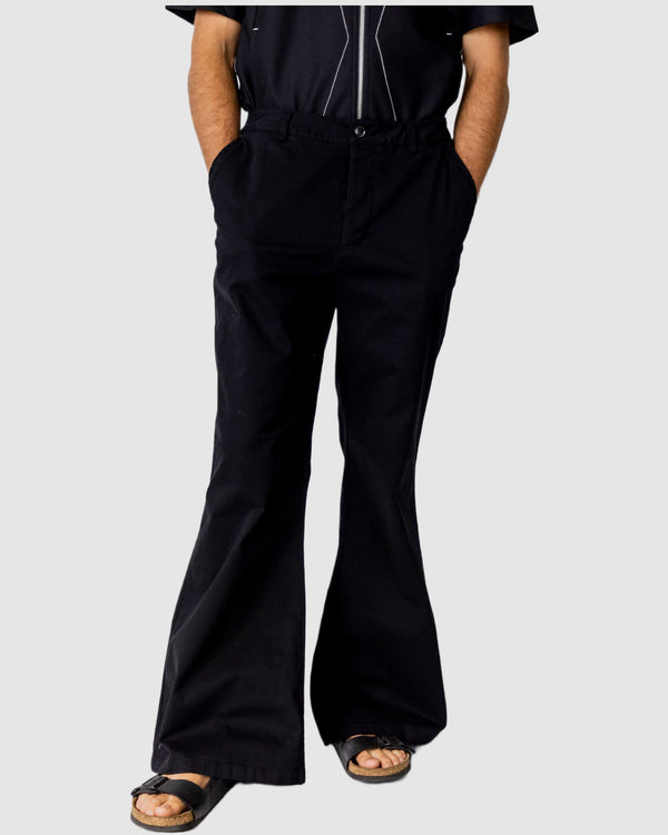 justin cassin Bartel Flared Chino Pants Black