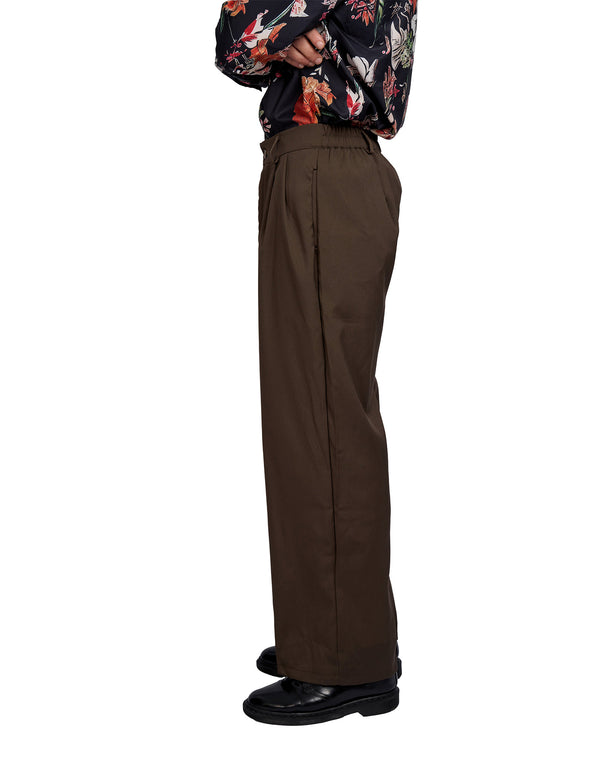 Justin Cassin Bryden Pleated Loose Pants Brown