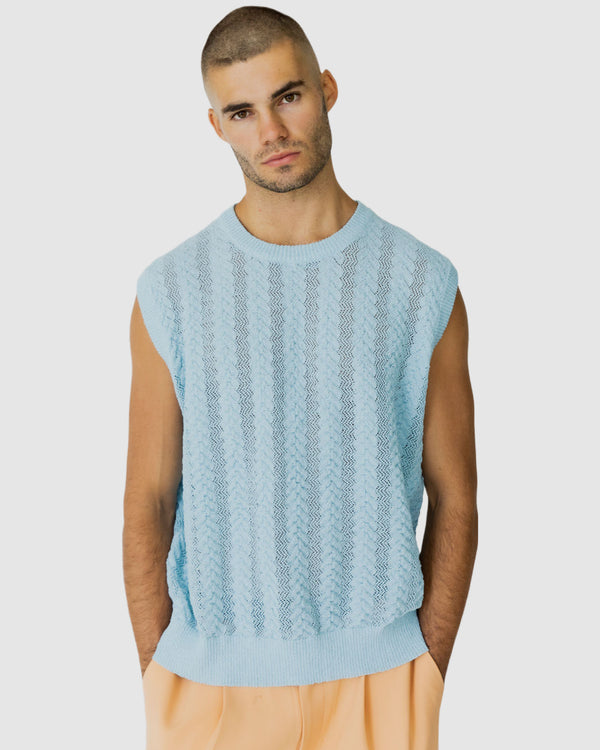 justin cassin Cassis Knitted Vest Blue