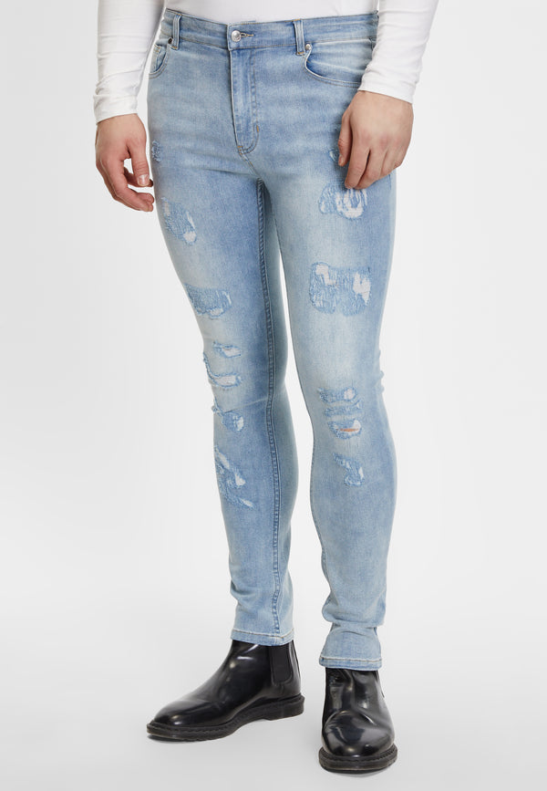Justin Cassin Colton Skinny Ripped Jeans Blue