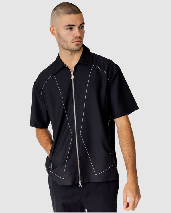 justin cassin Fernando Zip Shirt Black