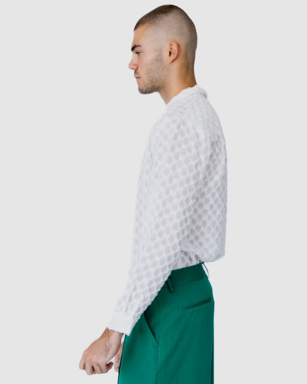 Justin Cassin Gabriel Sheer Pattern Shirt White