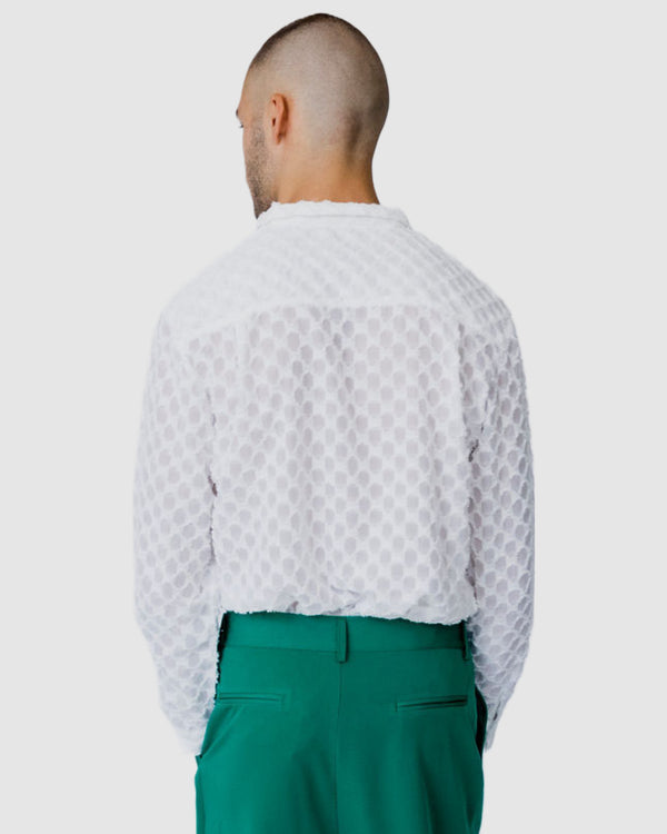 Justin Cassin Gabriel Sheer Pattern Shirt White