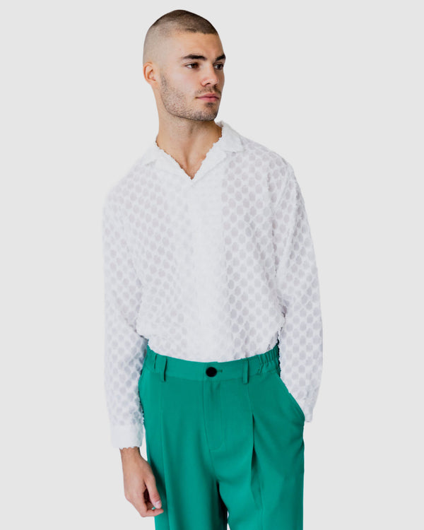 justin cassin Gabriel Sheer Pattern Shirt White