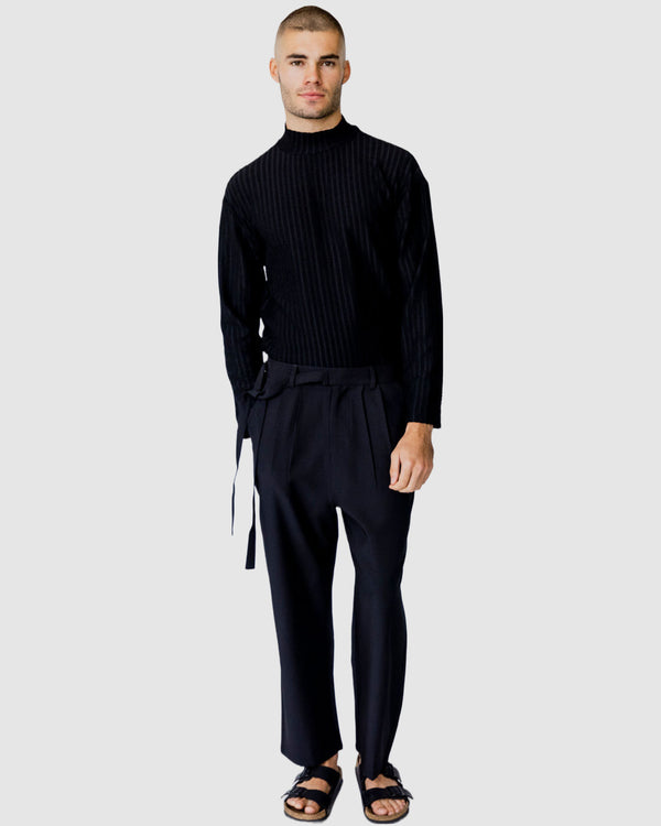 Justin Cassin Gangnam High Neck Top Black