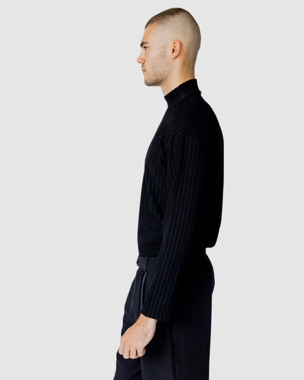 Justin Cassin Gangnam High Neck Top Black