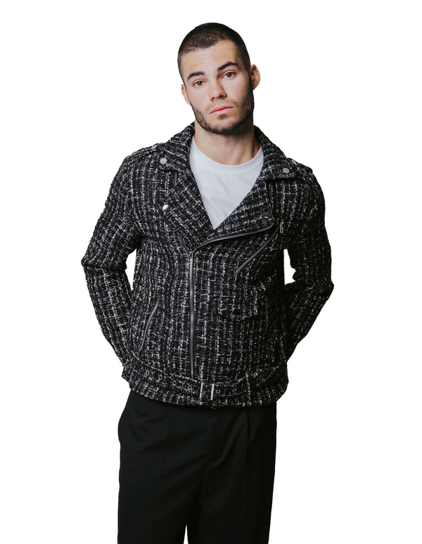 justin cassin Ginza Plaid Zip Jacket Black/White