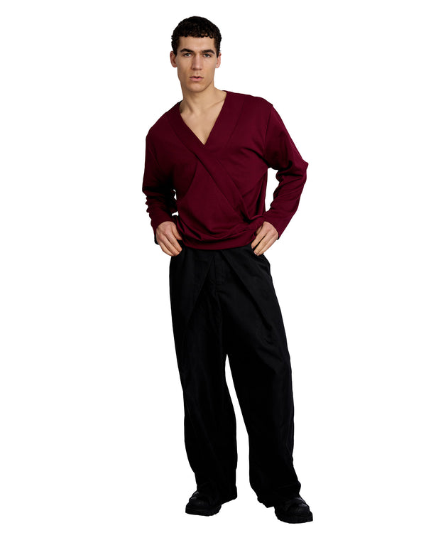 Justin Cassin Harvey Crossover V-neck Top Red