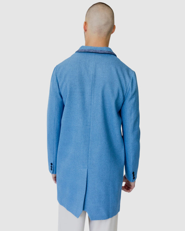 Justin Cassin Hemming Woven Coat Blue