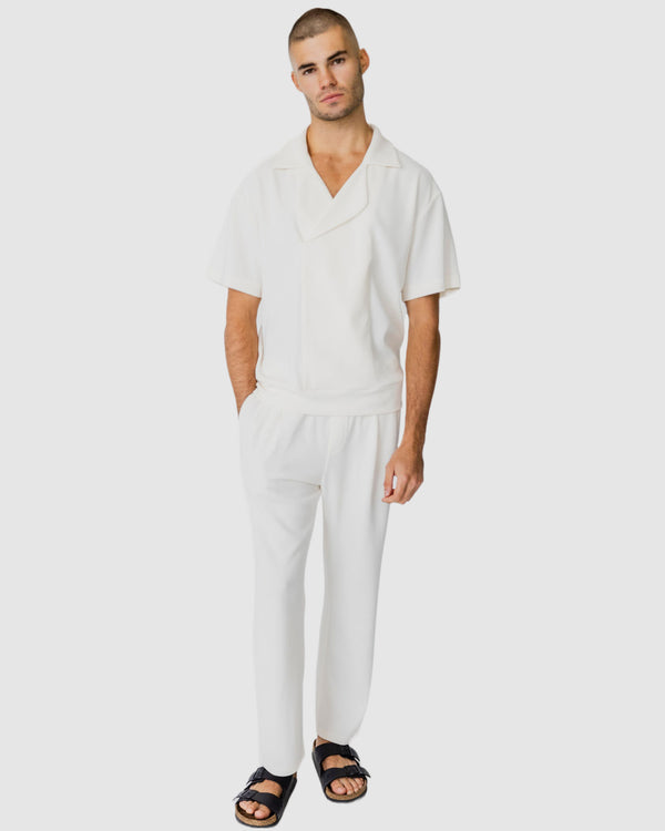 Justin Cassin Henrik Ribbed Shirt Cream