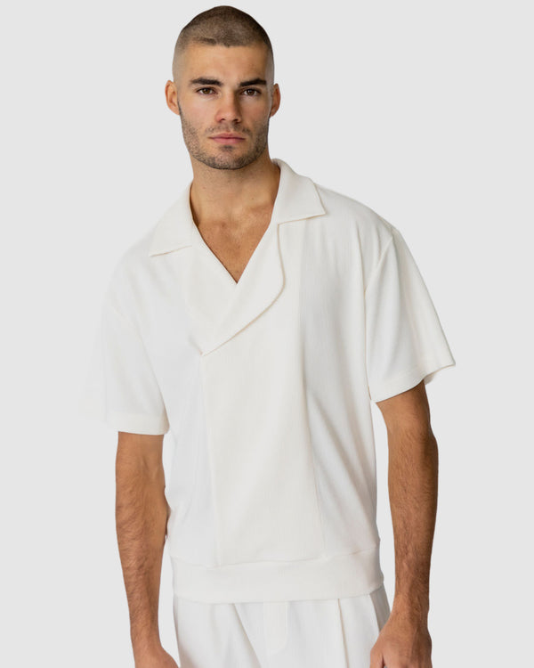 justin cassin Henrik Ribbed Shirt Cream