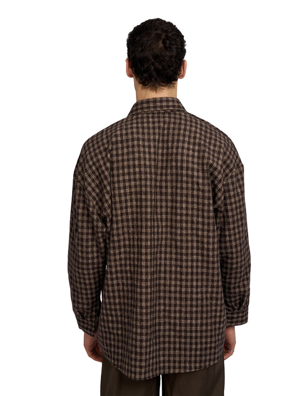Justin Cassin Hepburn Plaid Loose Shirt Brown
