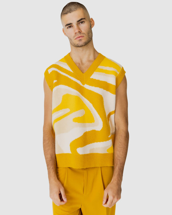 justin cassin Ignite Knitted Vest Yellow