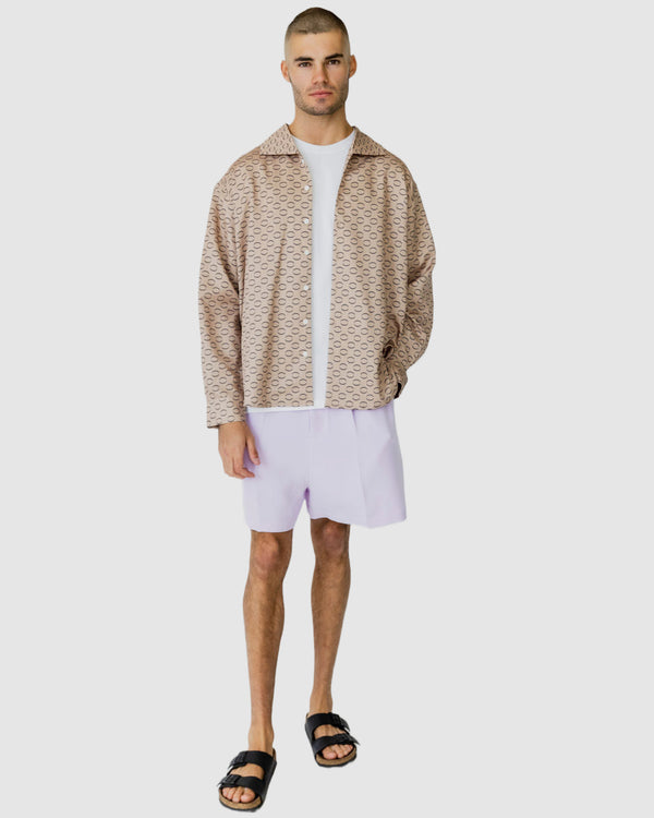 Justin Cassin Imran Print Shirt Brown