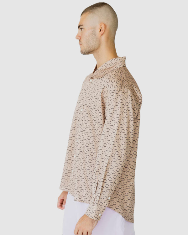 Justin Cassin Imran Print Shirt Brown