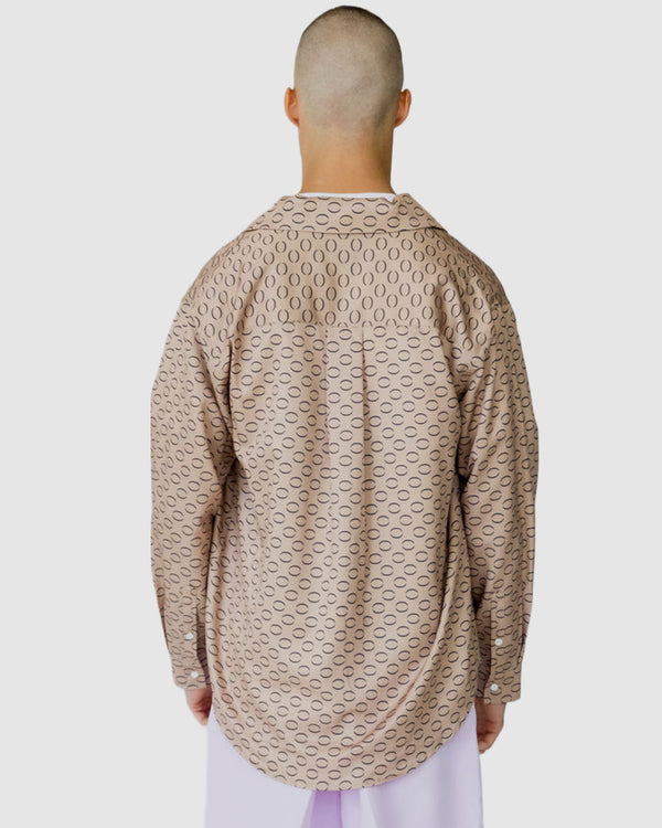 Justin Cassin Imran Print Shirt Brown