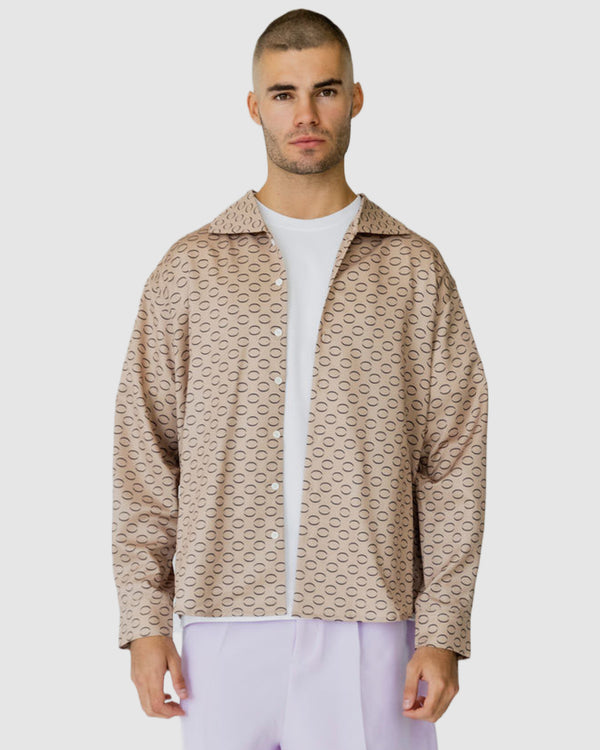 justin cassin Imran Print Shirt Brown