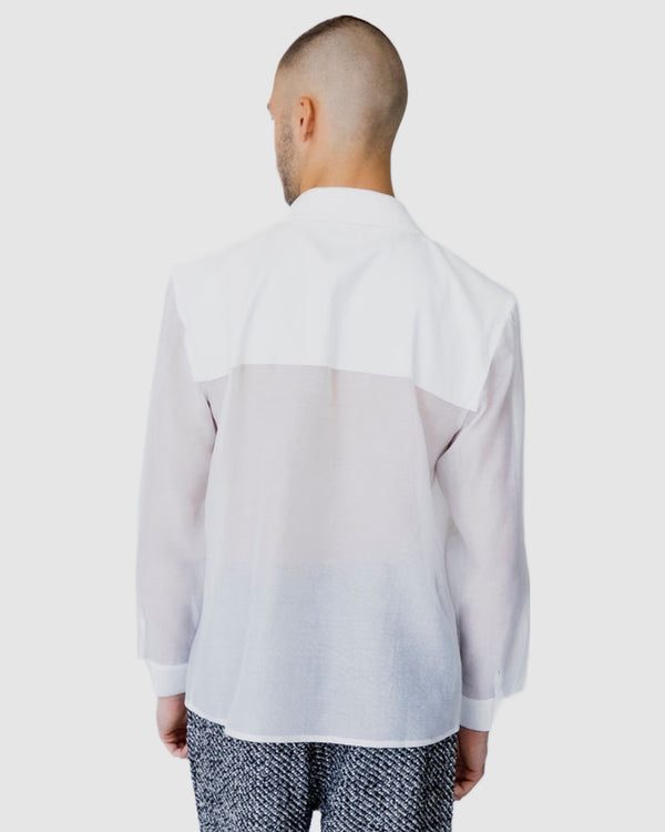 Justin Cassin Isaiah Collared Sheer Shirt White