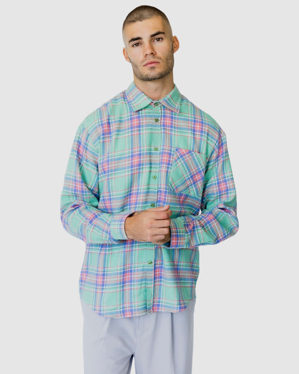 justin cassin Jesse Check Casual Shirt Green