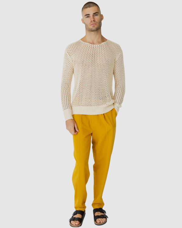 Justin Cassin Kasper Fishnet Sweater Cream