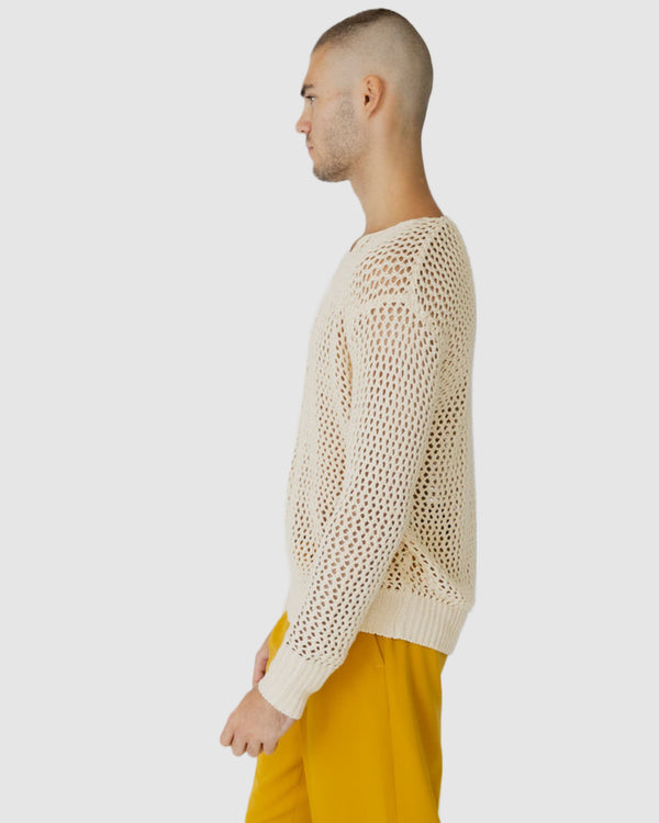 Justin Cassin Kasper Fishnet Sweater Cream