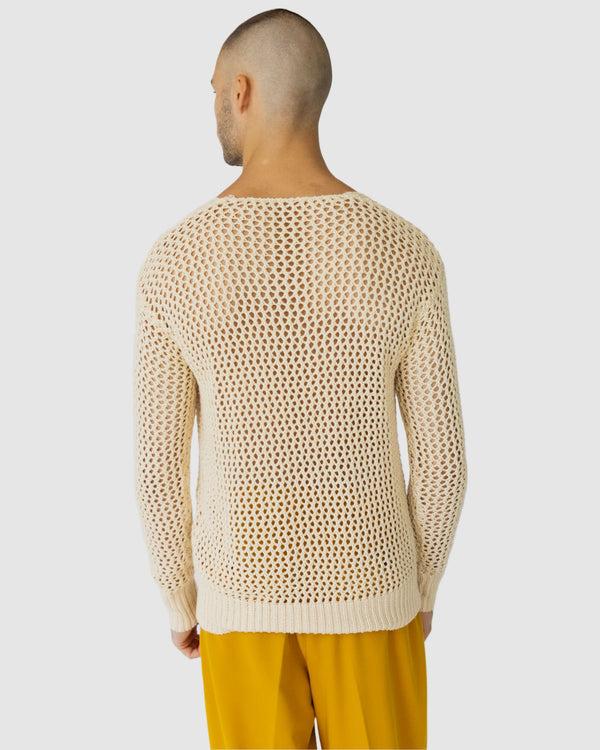 Justin Cassin Kasper Fishnet Sweater Cream