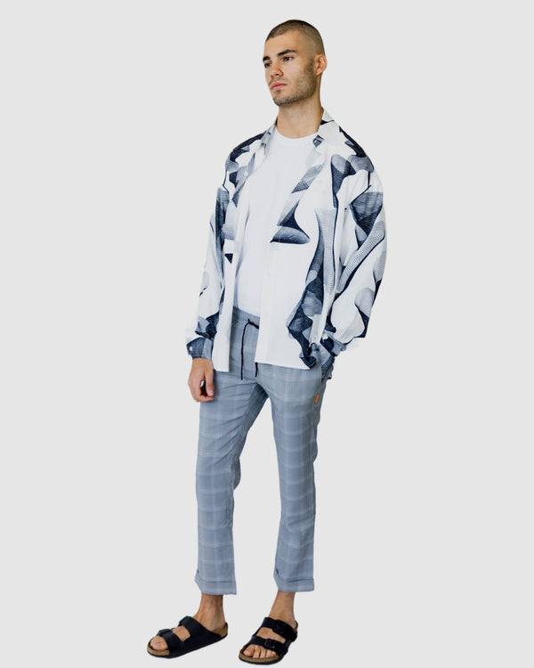 Justin Cassin Lark Print Casual Shirt White