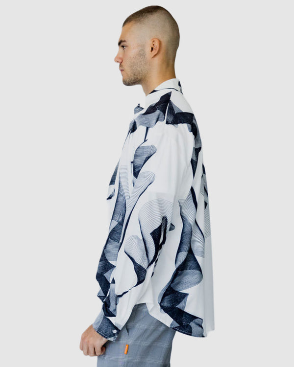 Justin Cassin Lark Print Casual Shirt White